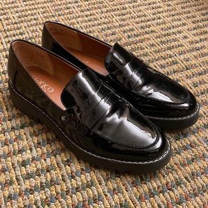 Franco Sarto Black Patent Leather Loafers